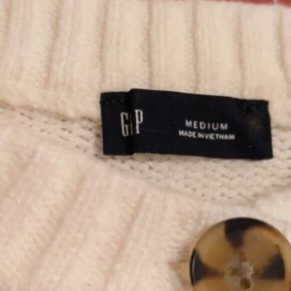 GAP CashSoft Crew Long Sleeve Womens Medium 6 Button Front Ivory Frost - Picture 6 of 14